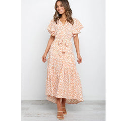 Vestido con dobladillo asimétrico y estampado floral