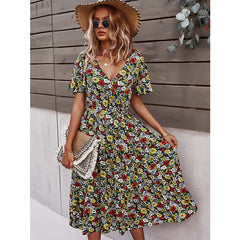 Vestido de verano envolvente con estampado de flores