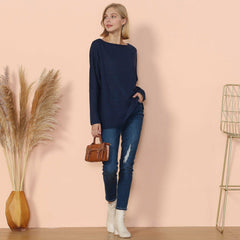 Schulterfreier Oversize-Pullover aus Waffelstrick