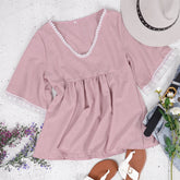 Blusa babydoll con ribete de crochet