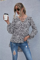 Blusa de manga larga con estampado de cebra