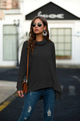 Cowl Neck Waffle Knit Sweater