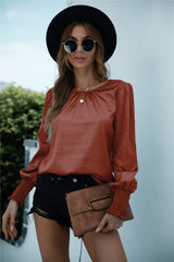 Lux Smocked Cuff Long Sleeve Top