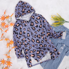 Waffle Knit Leopard Print Hoodie