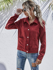 Corduroy Button Collared Jacket