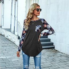 Plaid Print Pocket Long Sleeve