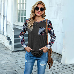 Plaid Print Pocket Long Sleeve