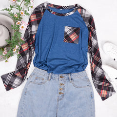 Plaid Print Pocket Long Sleeve