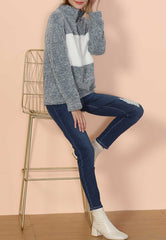 Fluffy Two Tone Quarter Zip