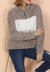 Flauschiger zweifarbiger Viertelreißverschluss