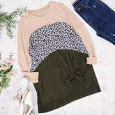 Bloques de color con estampado de leopardo de manga larga