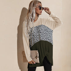 Bloques de color con estampado de leopardo de manga larga