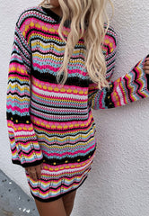 Vestido suéter de punto vibrante para las fiestas