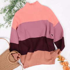 Suéter de cuello alto con bloques de color