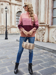 Suéter de cuello alto con bloques de color