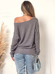 Strick-Langarmshirt mit tiefem U-Ausschnitt