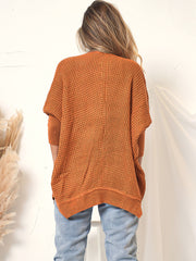Strickjacke mit offener Vorderseite und Waffelstrick