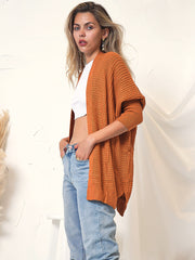 Strickjacke mit offener Vorderseite und Waffelstrick