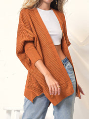 Strickjacke mit offener Vorderseite und Waffelstrick