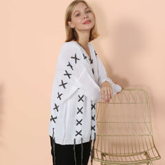 Suéter túnica suave entrecruzado