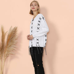 Suéter túnica suave entrecruzado