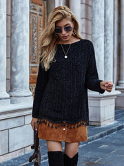 Soft Knit Tassel Hem Sweater
