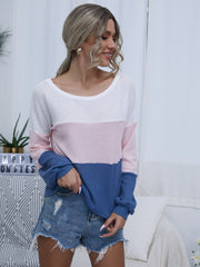 Top de punto gofre con bloques de color