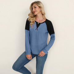 Two Tone Waffle Knit Crewneck Sweater