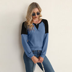 Two Tone Waffle Knit Crewneck Sweater