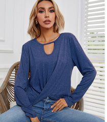 Keyhole Neck Twist Front Top