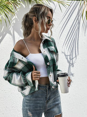 Plaid Print Drop Shoulder Jacket