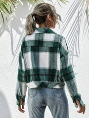 Plaid Print Drop Shoulder Jacket