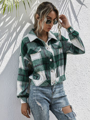 Plaid Print Drop Shoulder Jacket