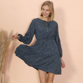 Tie Neck Bishop Sleeve Dress