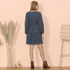 Tie Neck Bishop Sleeve Dress