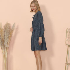 Tie Neck Bishop Sleeve Dress