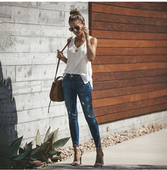 Zerrissene Jeans mit hoher Taille