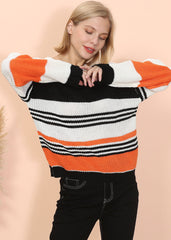 Suéter de punto a rayas con hombros caídos