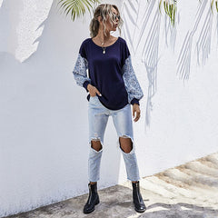 Two Tone Floral Print Sweater