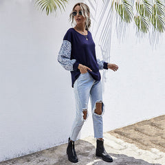 Two Tone Floral Print Sweater