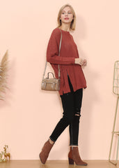 Suéter de punto mixto con abertura y cremallera