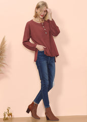 Contrast Half Button Down Sweater