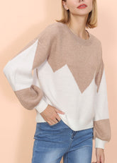 Pullover mit überschnittener Schulter und Farbblockdesign