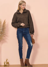 Flauschiger Pullover mit Reißverschluss