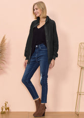 Chaqueta de peluche de piel de oveja de color liso