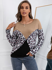 Suéter de punto acanalado con bloques de color