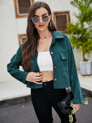 Corduroy Textured Cropped Jacket