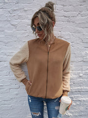 Two Tone Teddy Sleeve Jacket