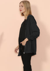 Solid Drop Shoulder Knit Hoodie