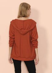 Solid Drop Shoulder Knit Hoodie